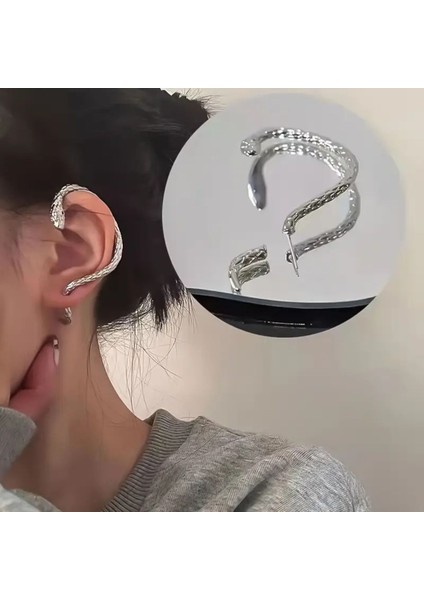 Medusa - Silver Yılan Kulak Üstü Silver Gümüş Renk Küpe (Sağ Kulak Içindir) fiyatları