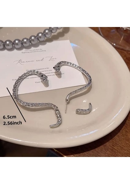 Medusa - Silver Yılan Kulak Üstü Silver Gümüş Renk Küpe (Sağ Kulak Içindir) modelleri