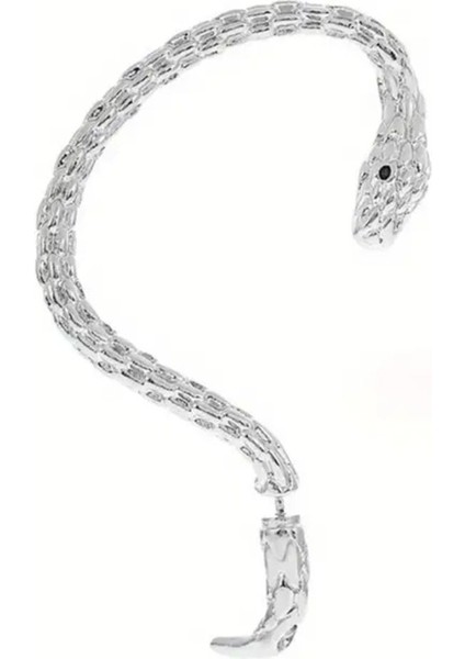 Medusa - Silver Yılan Kulak Üstü Silver Gümüş Renk Küpe (Sağ Kulak Içindir)