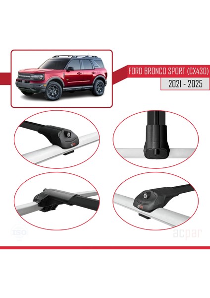 Ford Bronco Sport (CX430) 2021 ve Sonrası ile Uyumlu Ace-1 Ara Atkı Tavan Barı Siyah 2 Adet fırsatları