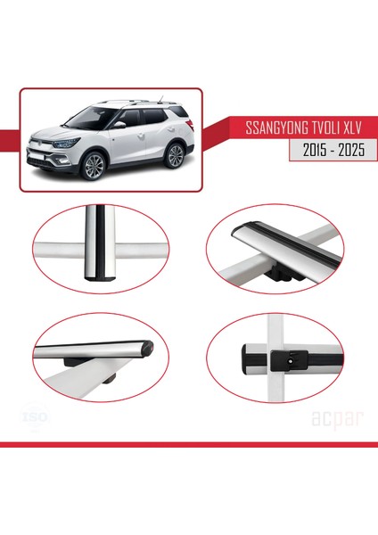 Ssangyong Tivoli Xlv 2015-2023 Arası ile Uyumlu Basıc Model Ara Atkı Tavan Barı Gri 2 Adet fırsatları