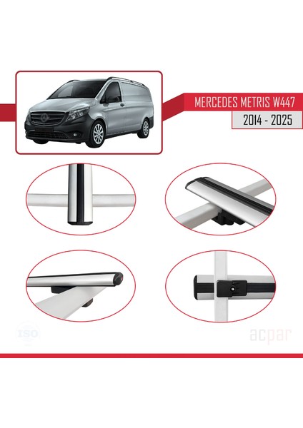 Mercedes Metris (W447) 2014 ve Sonrası ile Uyumlu Basıc Model Ara Atkı Tavan Barı Gri 2 Adet fırsatları