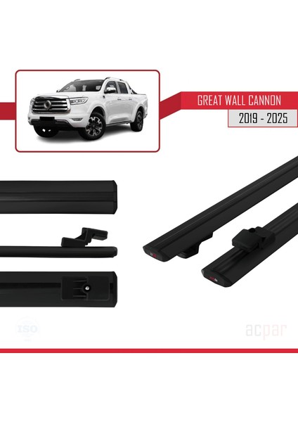 Great Wall Cannon 2019 ve Sonrası ile Uyumlu Basıc Model Ara Atkı Tavan Barı Siyah 2 Adet modelleri