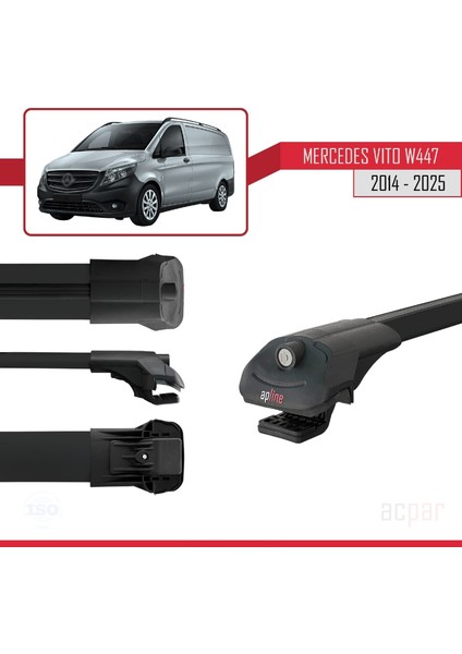 Mercedes Vito 3 (W447) 2014 ve Sonrası ile Uyumlu Ace-1 Ara Atkı Tavan Barı Siyah 2 Adet modelleri