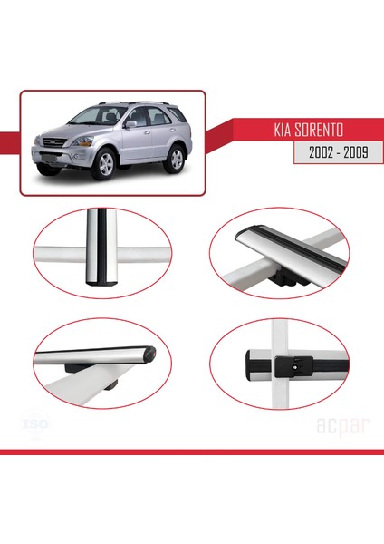 Kia Sorento (Bl) 2002-2009 Arası ile Uyumlu Basıc Model Ara Atkı Tavan Barı Gri 3 Adet fırsatları