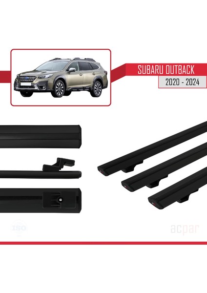 Subaru Outback 2020-2024 Arası ile Uyumlu Basıc Model Ara Atkı Tavan Barı Siyah 3 Adet