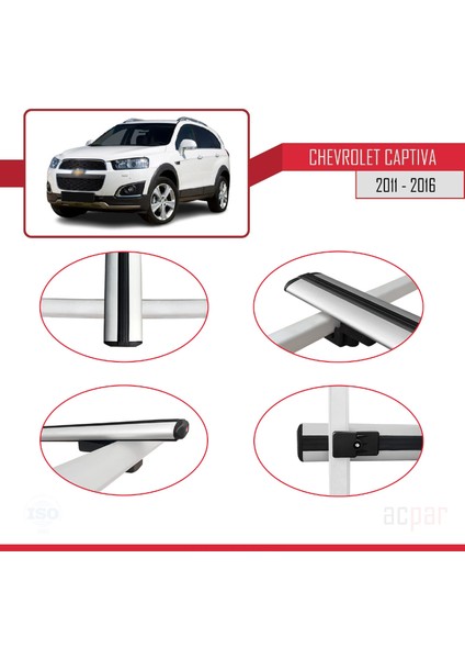 Chevrolet Captiva 2011-2015 Arası ile Uyumlu Basıc Model Ara Atkı Tavan Barı Gri 3 Adet