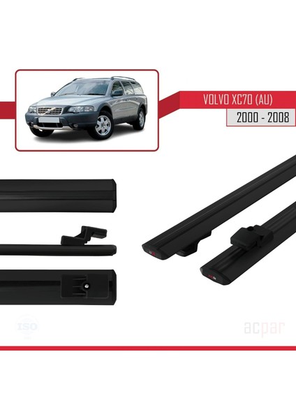 Volvo XC70 (P2) 2000-2007 Arası ile Uyumlu Basıc Model Ara Atkı Tavan Barı Siyah 2 Adet modelleri