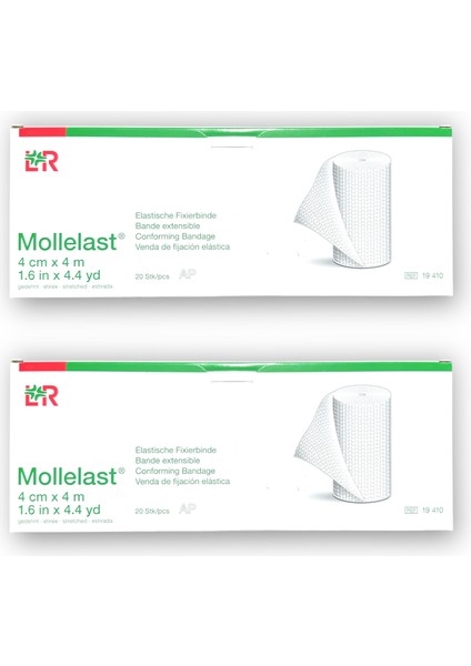 Mollelast Elastik Kompresyon Bandajı 4 cm x 4 M - Ref 19410 - 2 Kutu 40 Adet