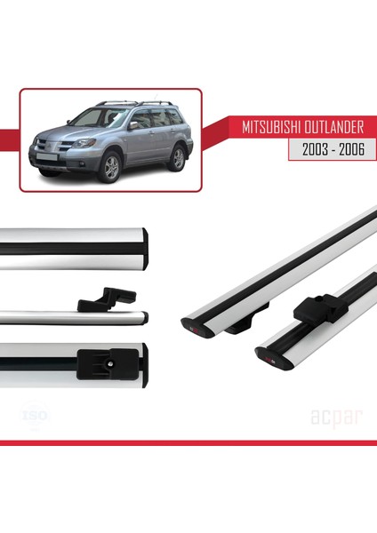 Mitsubishi Outlander 2003-2006 Arası ile Uyumlu Basıc Model Ara Atkı Tavan Barı Gri 2 Adet modelleri