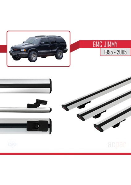 Gmc Jimmy 1995-2005 Arası ile Uyumlu Basıc Model Ara Atkı Tavan Barı Gri 3 Adet modelleri