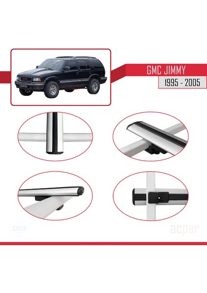 Gmc Jimmy 1995-2005 Arası ile Uyumlu Basıc Model Ara Atkı Tavan Barı Gri 3 Adet fırsatları
