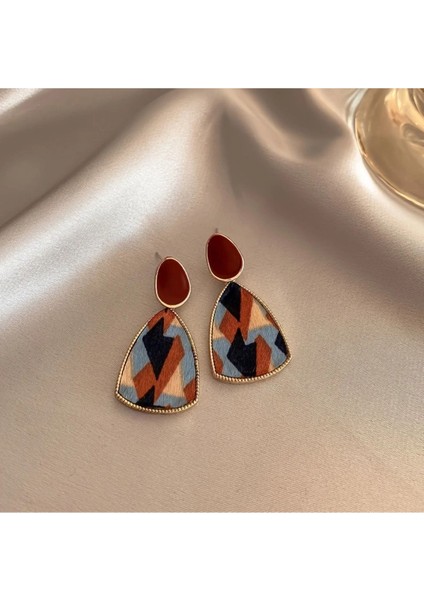 Velvet 5 Çift Kadife Dokulu Inci Taşlı Kalp Figürlü Sallantılı Tasarım Vintage Çoklu Lüks Küpe Seti modelleri