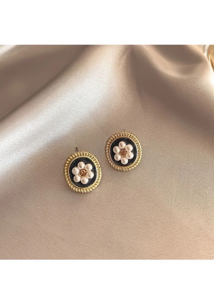 Velvet 5 Çift Kadife Dokulu Inci Taşlı Kalp Figürlü Sallantılı Tasarım Vintage Çoklu Lüks Küpe Seti indirimleri