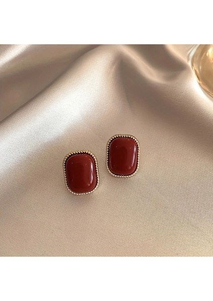 Velvet 5 Çift Kadife Dokulu Inci Taşlı Kalp Figürlü Sallantılı Tasarım Vintage Çoklu Lüks Küpe Seti
