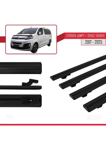 Citroen Jumpy 3 (K0) Space Tourer 2017 ve Sonrası ile Uyumlu Basıc Model Ara Atkı Tavan Barı Siyah 4 Adet modelleri