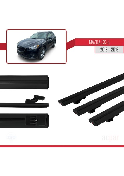 Mazda Cx-5 I (Ke) 2012-2016 Arası ile Uyumlu Basıc Model Ara Atkı Tavan Barı Siyah 3 Adet modelleri