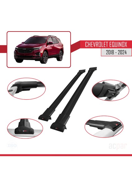 Chevrolet Equinox 2018-2024 Arası ile Uyumlu Fly Model Ara Atkı Tavan Barı Siyah 2 Adet modelleri