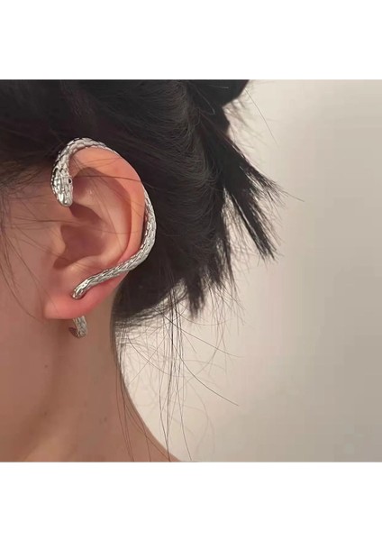 Medusa - Silver Yılan Kulak Üstü Silver Gümüş Renk Küpe (Sol Kulak Içindir) modelleri