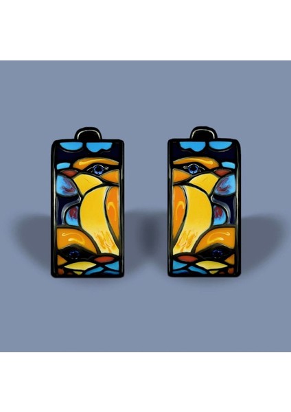 Glaze Bird El Yapımı Emaye 925 Ayar Gümüş Özel Tasarım Siyah Spinel Kuş Etnik Küpe