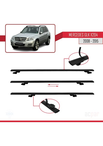 Mercedes Glk Class (X204) 2008-2015 Arası ile Uyumlu Basıc Model Ara Atkı Tavan Barı Siyah 2 Adet indirimleri