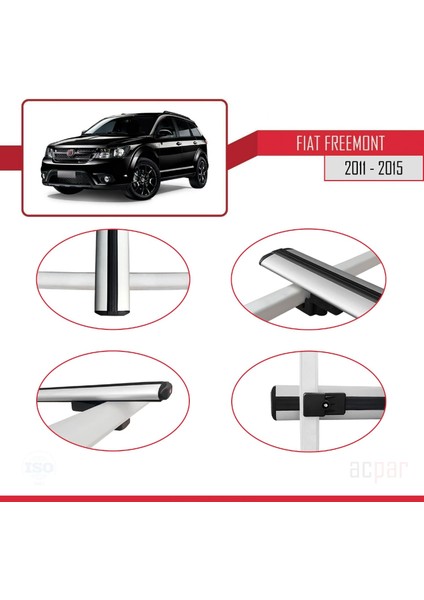 Fiat Freemont 2011-2015 Arası ile Uyumlu Basıc Model Ara Atkı Tavan Barı Gri 2 Adet