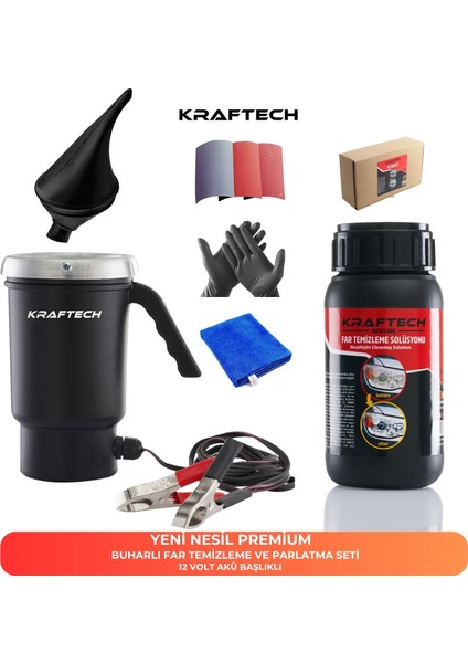 Yeni Nesil Premium I Buharlı Araba Far Temizleme Ve Parlatma Seti I 12 V Akü Bağlantılı Uyumlu