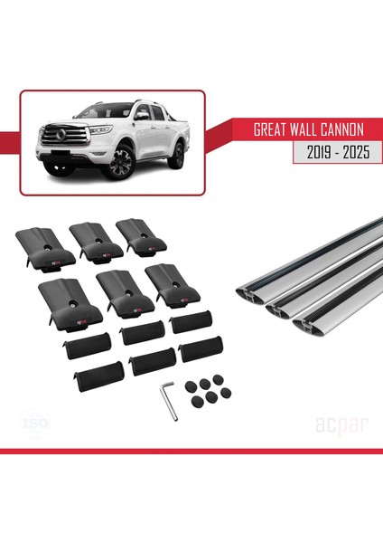 Great Wall Cannon 2019 ve Sonrası ile Uyumlu Fly Model Ara Atkı Tavan Barı Gri 2 Adet indirimleri
