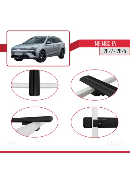 Mg 5 Ev 2022 ve Sonrası ile Uyumlu Basıc Model Ara Atkı Tavan Barı Siyah 2 Adet