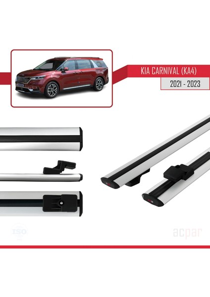 Kia Carnival 4 (Ka4) 2021-2023 Arası ile Uyumlu Basıc Model Ara Atkı Tavan Barı Gri 2 Adet modelleri