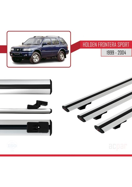 Holden Frontera Sport 2 1999-2004 Arası ile Uyumlu Basıc Model Ara Atkı Tavan Barı Gri 3 Adet