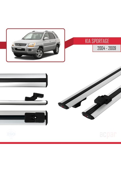 Kia Sportage 2 (Je) 2004-2009 Arası ile Uyumlu Basıc Model Ara Atkı Tavan Barı Gri 2 Adet modelleri