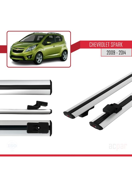 Chevrolet Spark (M300) 2009-2014 Arası ile Uyumlu Basıc Model Ara Atkı Tavan Barı Gri 2 Adet