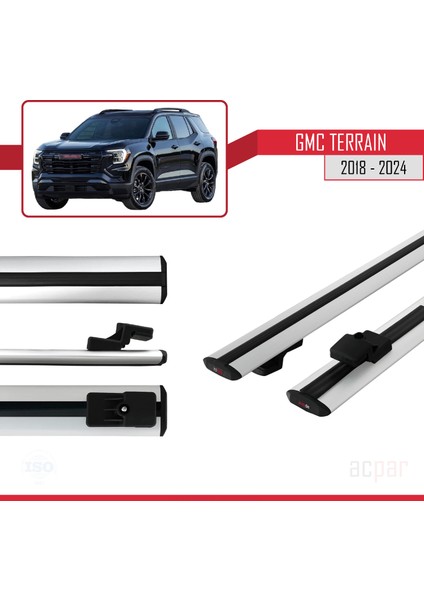 Gmc Terrain 2018-2024 Arası ile Uyumlu Basıc Model Ara Atkı Tavan Barı Gri 2 Adet