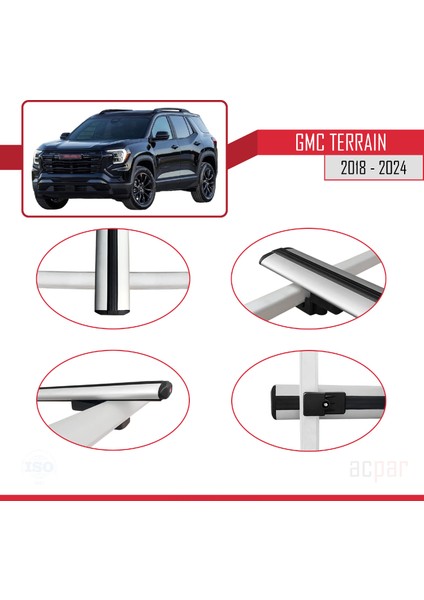 Gmc Terrain 2018-2024 Arası ile Uyumlu Basıc Model Ara Atkı Tavan Barı Gri 2 Adet