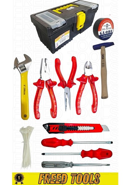 12 Parça Tamir Seti Pense Kargaburun Yankeski Çekiç Tornavida Kontrol Kalemi Kurbağacık Full Set