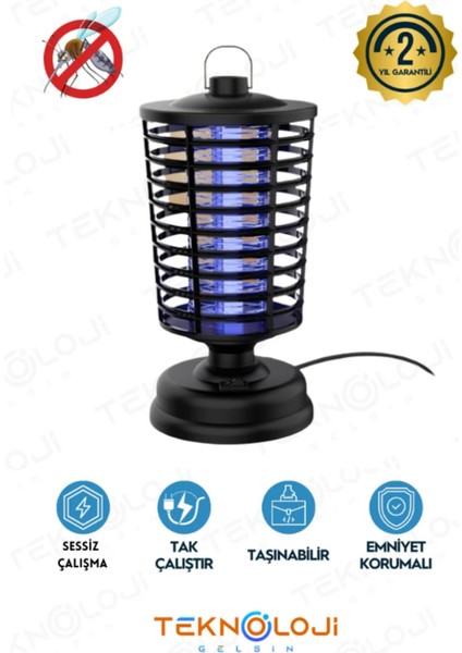 Elektrikli Sinek Öldürücü Uv Işık Tuzaklı Sessiz Çalışma Askı Aparatlı 600-800V 7mm Emniyet Izgara