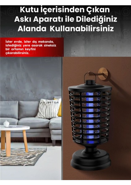 Elektrikli Sinek Öldürücü Uv Işık Tuzaklı Sessiz Çalışma Askı Aparatlı 600-800V 7mm Emniyet Izgara