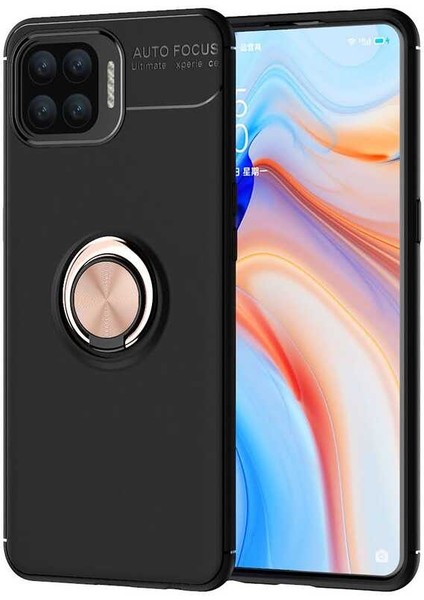 Oppo Reno 4 Lite Kılıf Mbtm Ravel Silikon Kapak-Siyah-Rose Gold