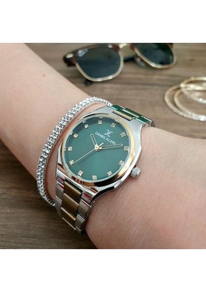 Gümüş-Gold Çelik Kordon,yeşil,su Geçirmez,küçük,taşlı Kadran, Klasik Kadın Kol Saati-1 indirimleri