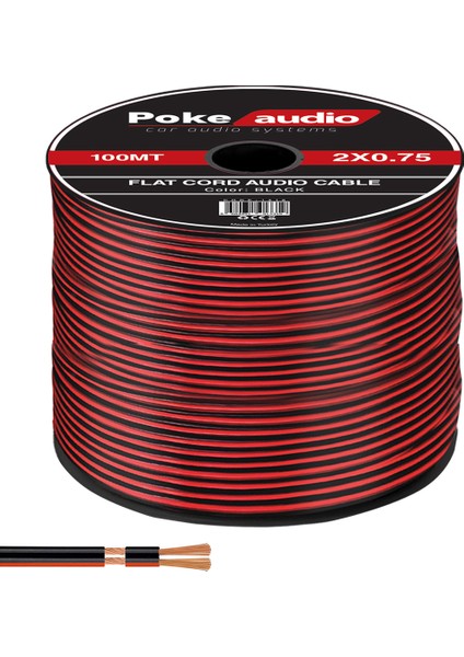 2x0.75 Hoparlör Kablosu Siyah Kordon Makaralı 200MT Poke PK-1478 R41