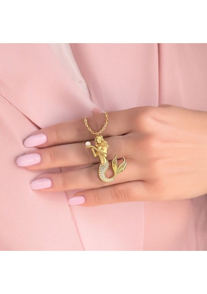 Deniz Kızı Altın Kaplama Gümüş Kolye
