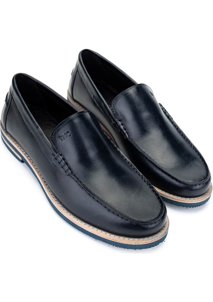 Erkek Hakiki Deri Lacivert Loafer Ayakkabı 537 3667 Erk Ayk Y25 Lacı Alk