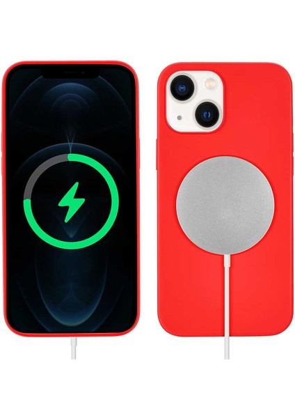 iPhone 13 Kılıf Mbtm Silksafe Wireless Kapak-Kırmızı
