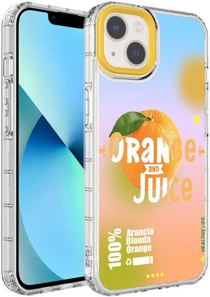 iPhone 13 Kılıf Kamera Korumalı Renkli Desenli Sert Silikon Mbtm Korn Kapak-No3