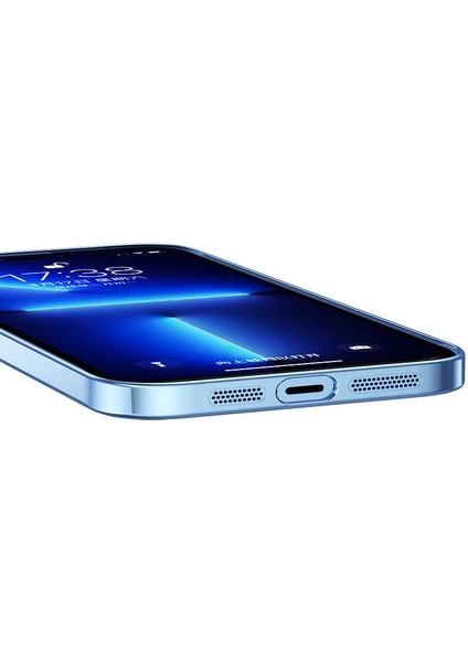 Apple iPhone 13 Pro Kılıf Sert Pc Renkli Çerçeveli Mbtm Riksos Kapak-Mavi indirimleri