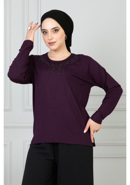 Kadın Mor Anne Penye Bluz Anneler Günü