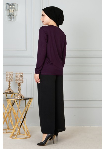 Kadın Mor Anne Penye Bluz Anneler Günü