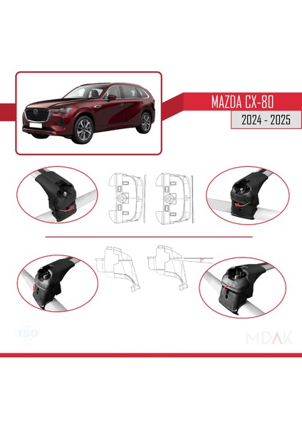 Mazda Cx-80 2024-2025 Arası ile Uyumlu Ace-2 Ara Atkı Tavan Barı Gri 2 Adet fırsatları