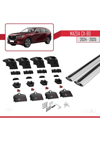 Mazda Cx-80 2024-2025 Arası ile Uyumlu Ace-2 Ara Atkı Tavan Barı Gri 2 Adet indirimleri